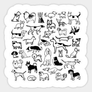 Black and White Dogs Pattern Sticker